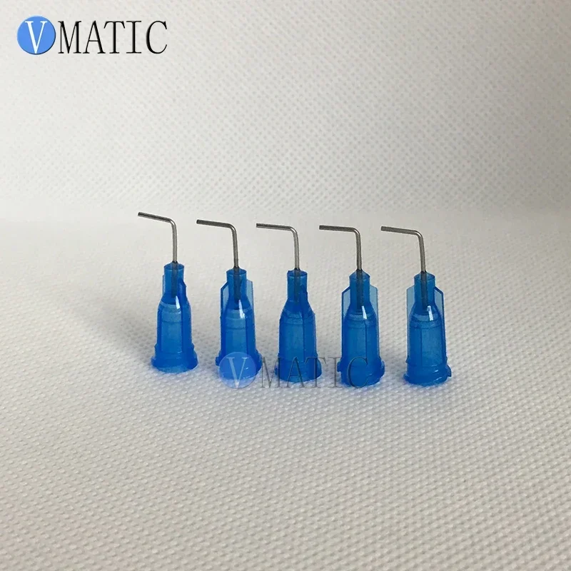 Free Shipping 22G Blue 0.5'' Tube 90 Degree Bend Bent Glue Dispensing Needle Tips Stainless Steel Dispenser Needle 1/2 Inch