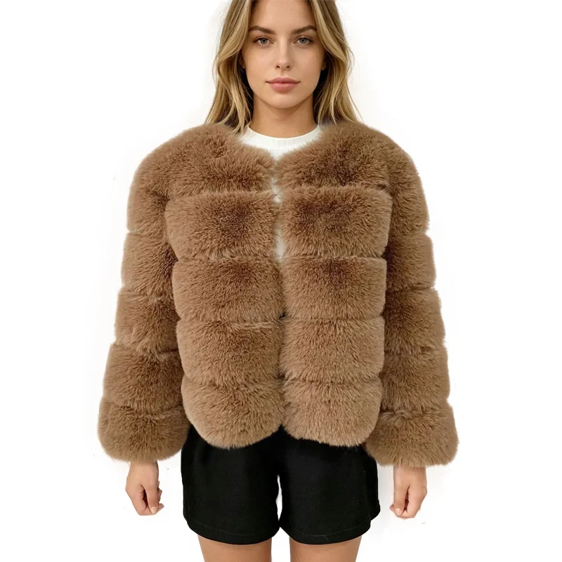 Faux Fur Jackets Women Long Sleeves Coats Female 2026 Autumn Winter Chic Woman Clothes Fashion Solid Faux Fur Coat Warm Outwears
