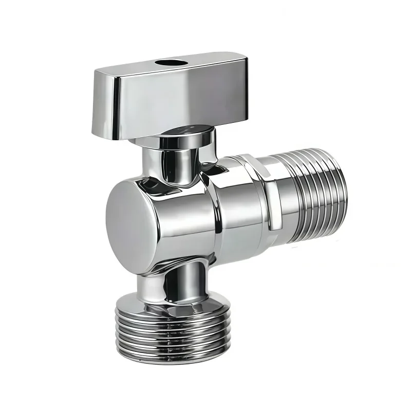 Zinc Alloy Corner Valve Faucet Featuring Polished Coating Stainless Steel for Long Term Use and Space Saving Plumbing Setup