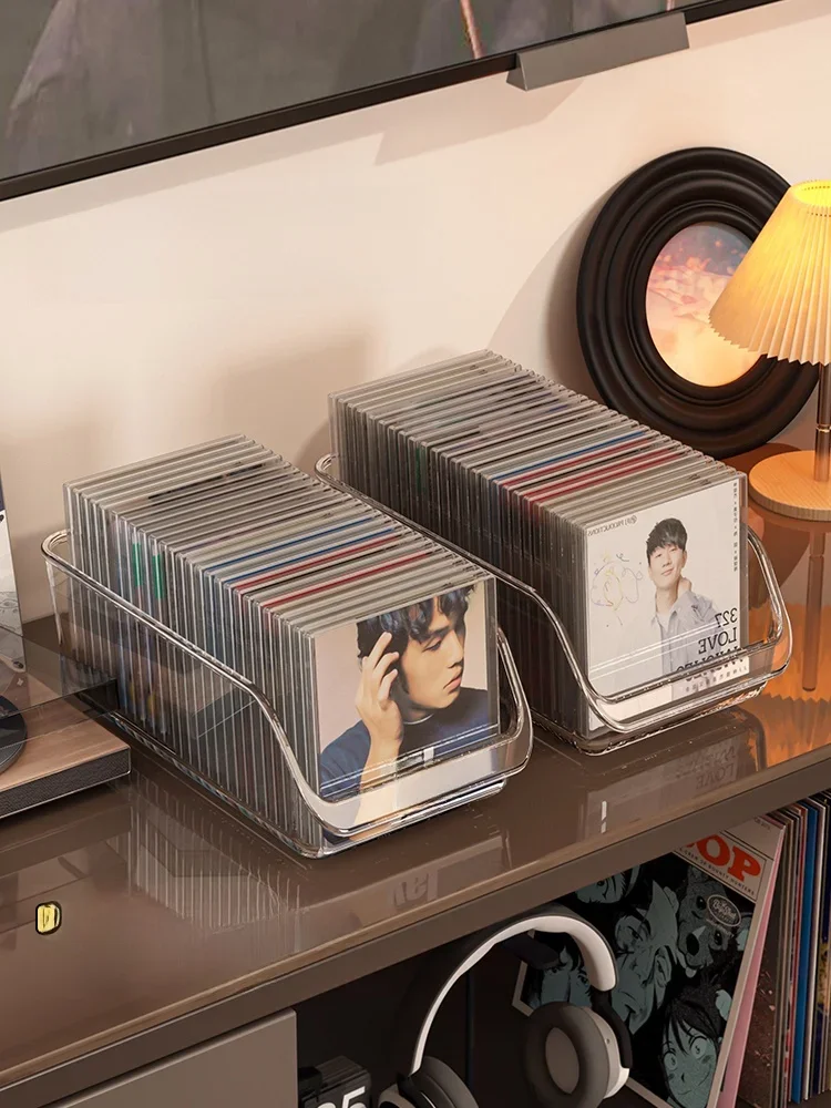 

Acrylic Box Storage Case Black Vinyl Record Tape DVD Desktop Storage Album Display Disc Rack Home Organization Supplies