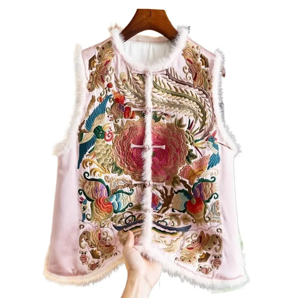 Vest for Women Coat Fashion Clothes Ethnic Style Embroidery Vintage Jackets Harajuku Traditional Chinese Clothing Streetwear