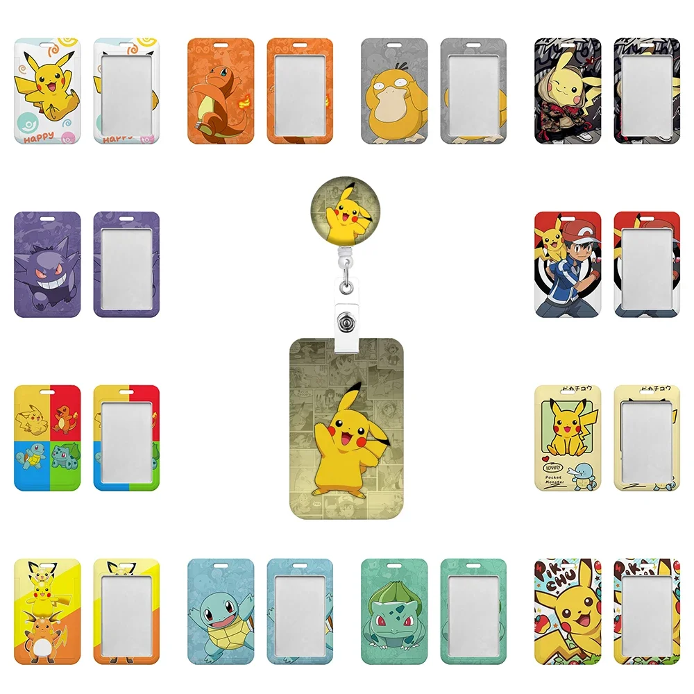 Potdemiel Pikachu Card Holder Retractable Buckle Business Badge Card Case Employee Cards Cover Doctors Nurses Hang Certificates