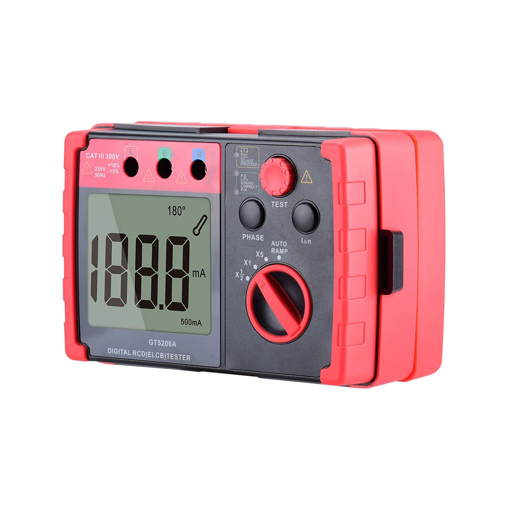 go yojo GT5206A Digital RCD (ELCB) Tester 195~253V 0~40 45%~75%RH Electric Power Manufacturing Chemical Industry Home for