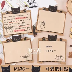 Bloc de notas de papelería adhesiva de gato, marcapáginas de oficina, pegatinas de diseño kawaii, Bloc de notas de cuaderno, 40 hojas