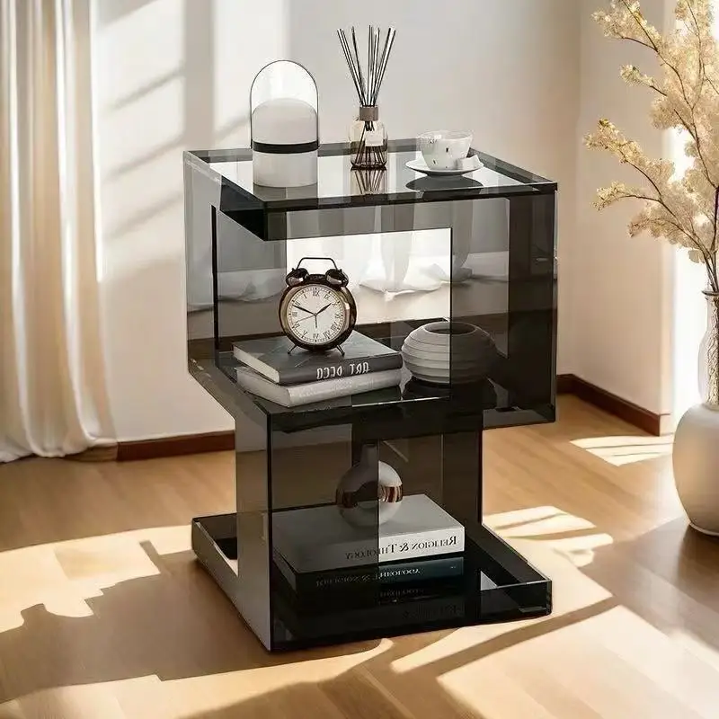 Acrylic sofa edge corner few living room coffee table storage storage rack bedroom shelf bedside table creative storage
