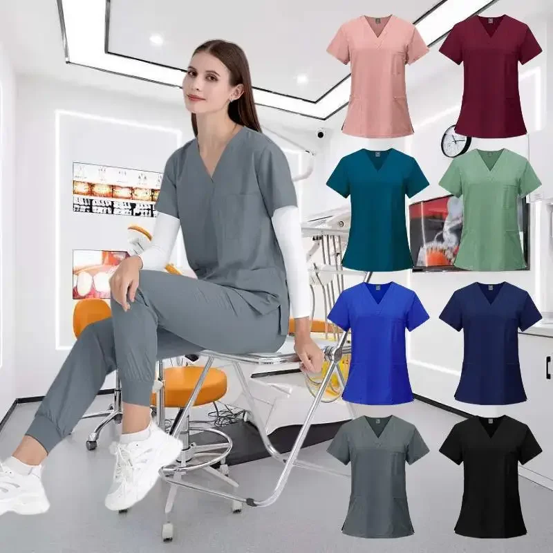 سبا طبيب التمريض تونك البدلة الزي الجراحي امرأة فرك مجموعة الطبية ممرضة صالون تجميل ملابس العمل الدعك السريري أعلى + بانت