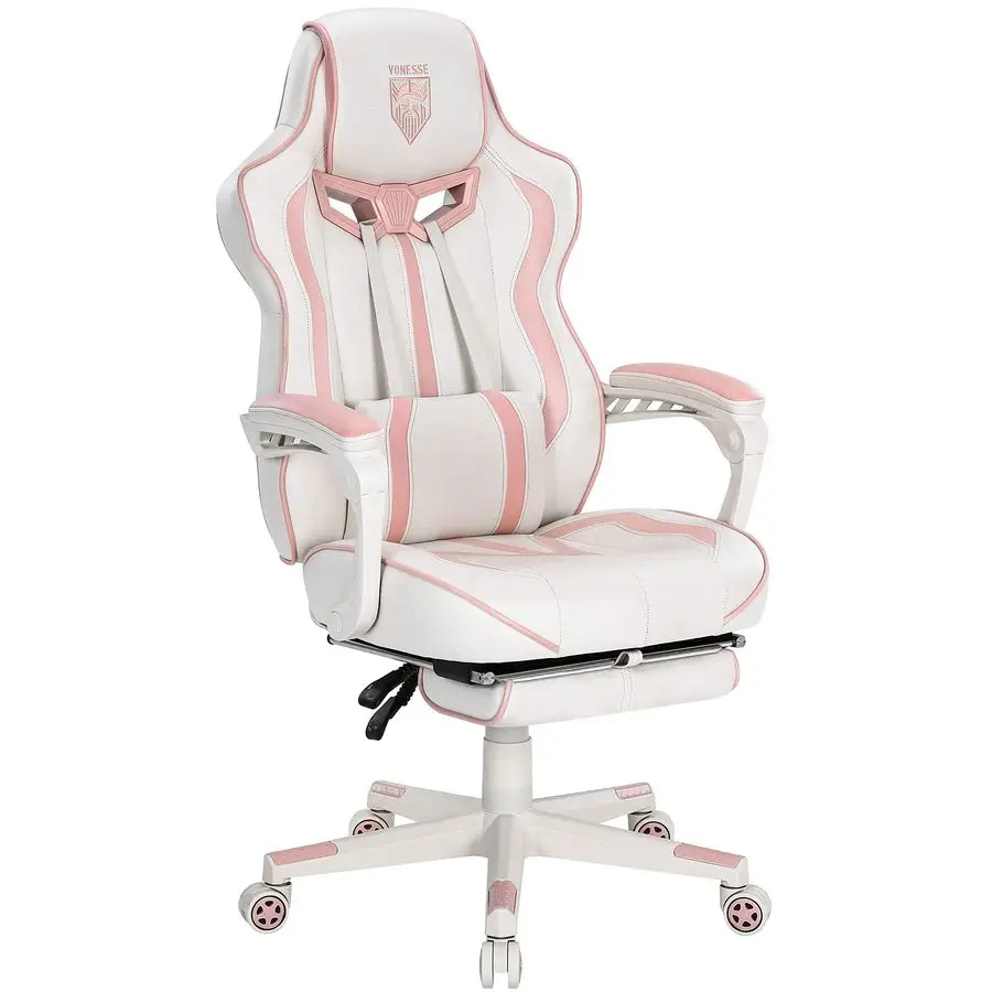 

Gaming Chair for Girls, Pink Computer Gaming Chairs for Adults, Reclining Gamer Chair with Footrest with Massage, Ergonomic