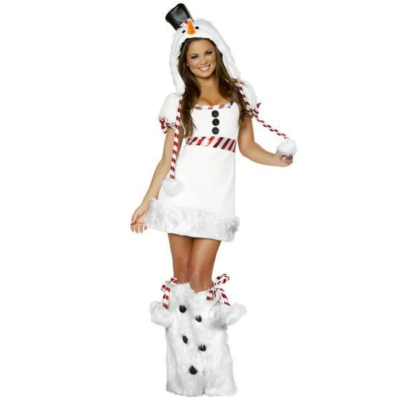 White Snowman Costume Female Sexy Penguin Play Stage Performance Christmas Halloween New Year Party