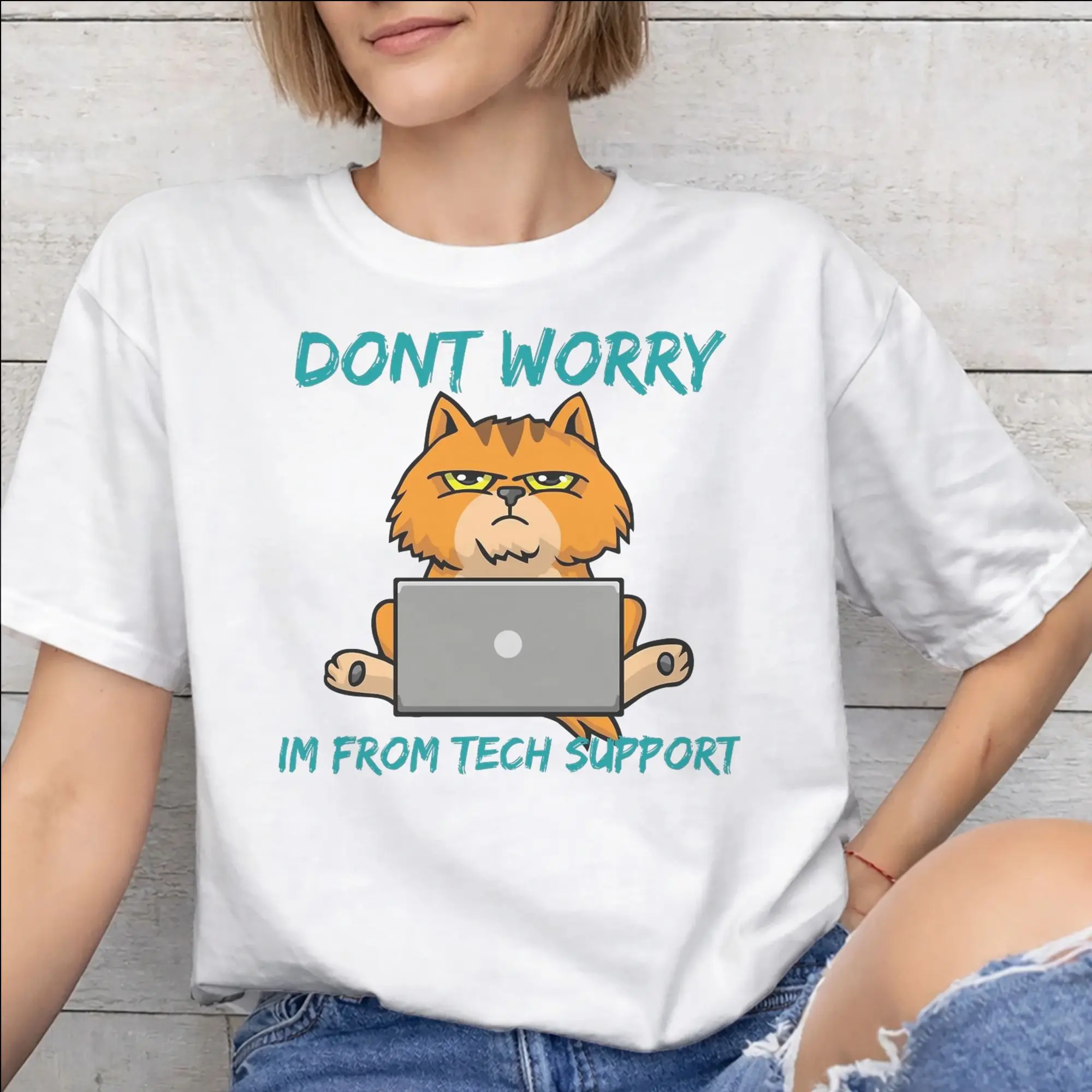 Don't worry I'm from Tech Support  Merch Unisex T Shirts Pure Cotton Tee Print  T-shirt Clothes