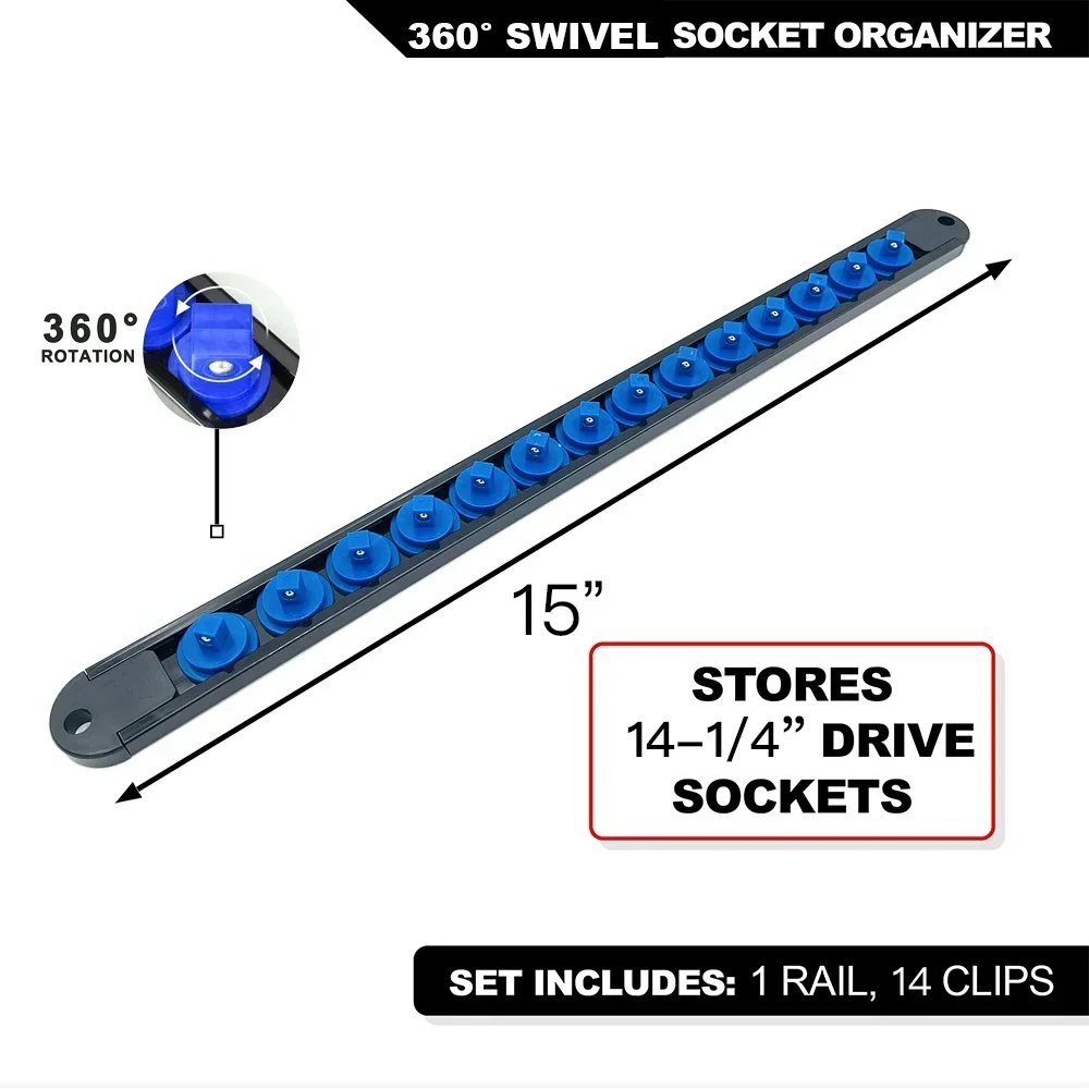 ABS Socket Organizer, 1/4 inch 3/8 inch 1/2 inch, 360 °   Draaibare contactdozenhouders van topkwaliteit