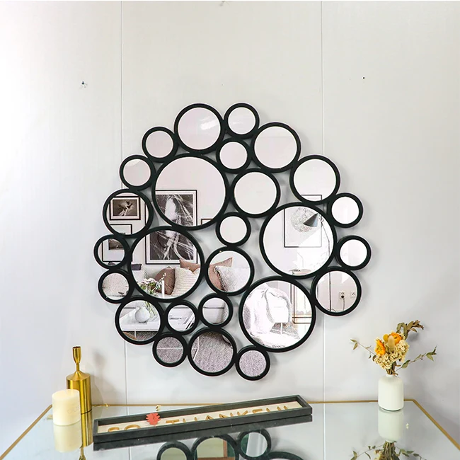 82cm Modern decorative large mirrored irregular shape wooden framed wall mirror for home decor wholesale dropshipping products