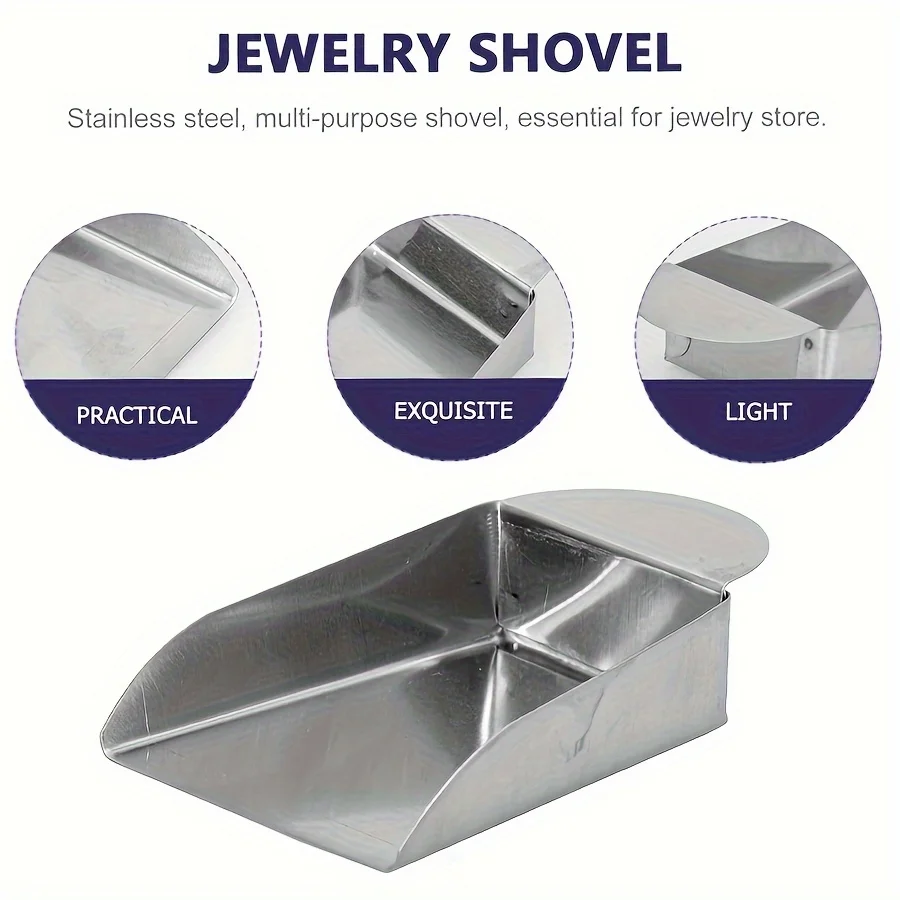 Mini Stainless Steel Jewelry Scoop Shovel with Plate Handle for Pearl Diamond Beads Sorting Collection Jewelry Tool Accessories