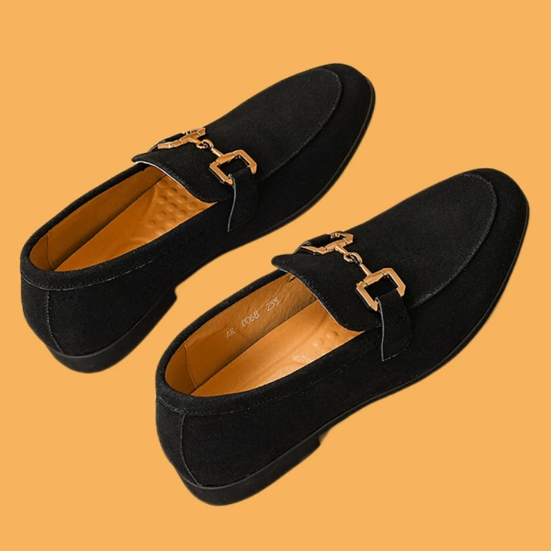 New Loafers Men Flock Business Wedding Shoes for Men Spring Autumn Dress Shoes Handmade  Size 38-46