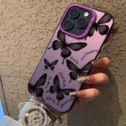 Case For Xiaomi Redmi Note 13 12 Pro Plus 5G Note 12 13 4G 5G 12S 12R 13R Protect Cover Silvery IMD Fashion Butterfly Fundas
