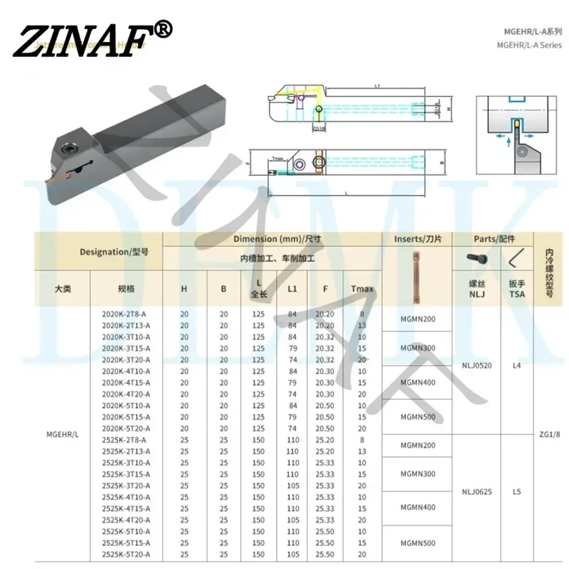 MGEHR MGEHL MGEHR2020 MGEHR2525 -2-3-4-5 -A Raffreddamento interno ad alta pressione CNC Taglierina esterna Barra degli attrezzi per scanalatura rotonda esterna