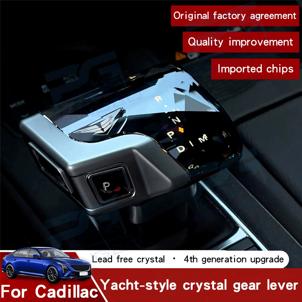 New For Cadillac CT5 CT6 XT6 XT5 XT4 modified yacht Black Wing LED Crystal electron gear shift knob Three piece handle set