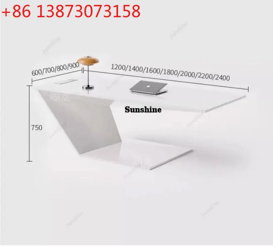 Painting Boss Table and Chair Combination Technological Sense Fashionable White Creativity Class Table Office