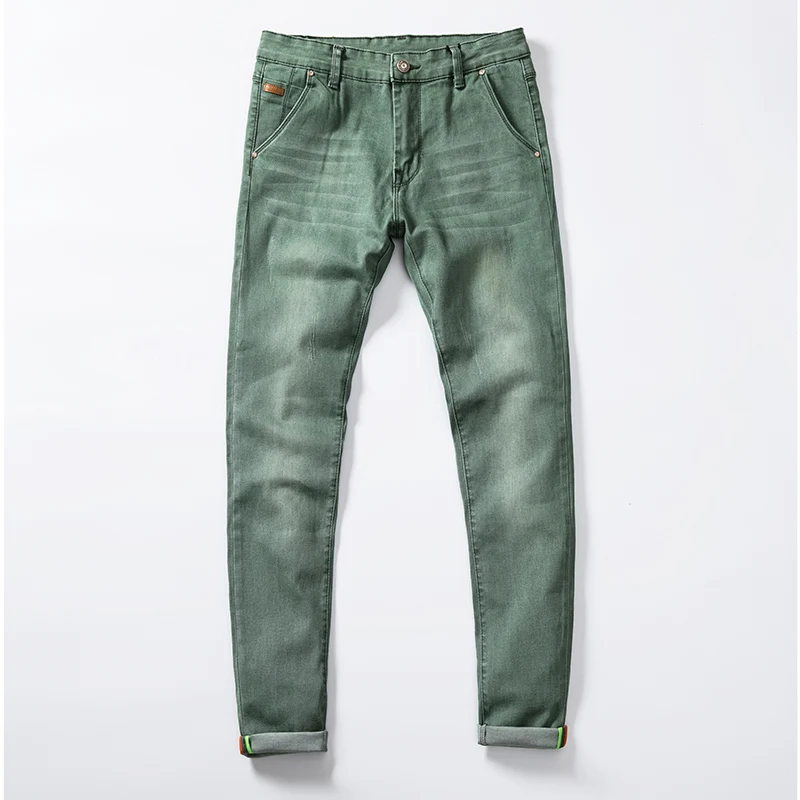 7 farbe Männer Stretch Dünne Jeans Mode Lässig Slim Fit Denim Hose Männlichen blau Grün Schwarz Khaki Weiß Hosen Männlichen marke