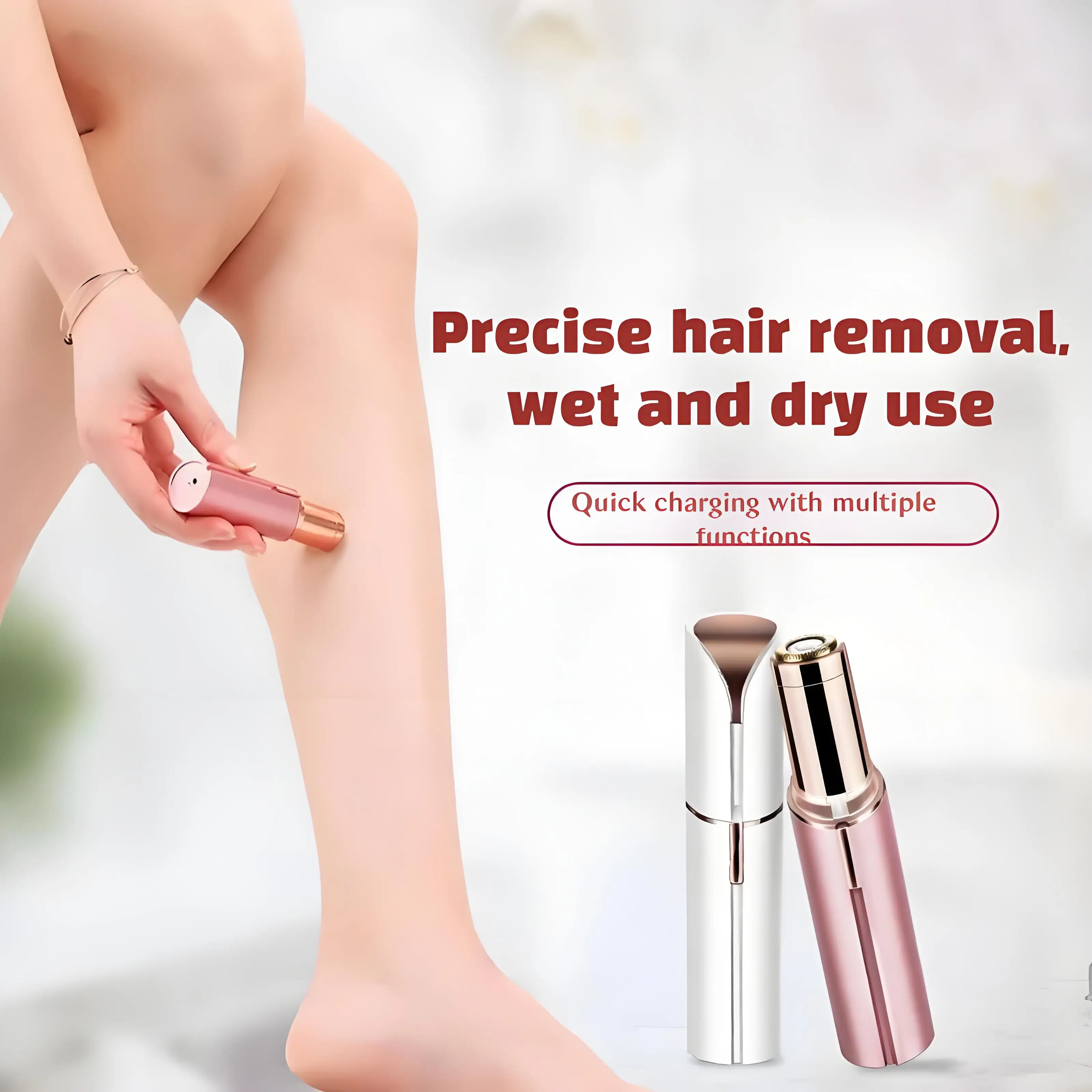 Women's Electric Facial Hair Trimmer, Dual End Hair Remover, Portable 2-in-1 Personal Grooming Device for Everyday Use, Pink Black White