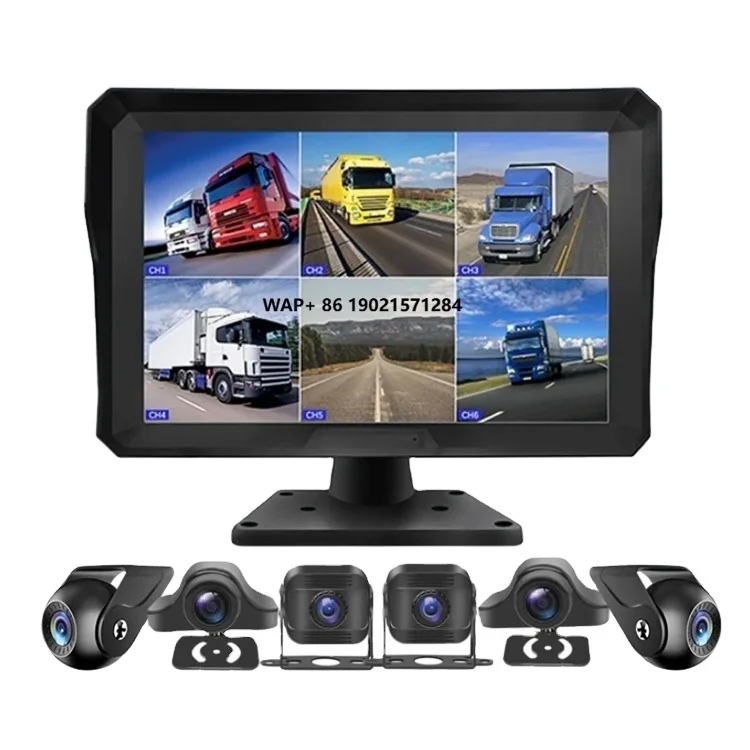 6CH 10.1 Inch Touch Screen Car/RV/Bus/Truck AHD  System Vehicle CCTV Camera HD Night Vision Reversing Parking Recorder