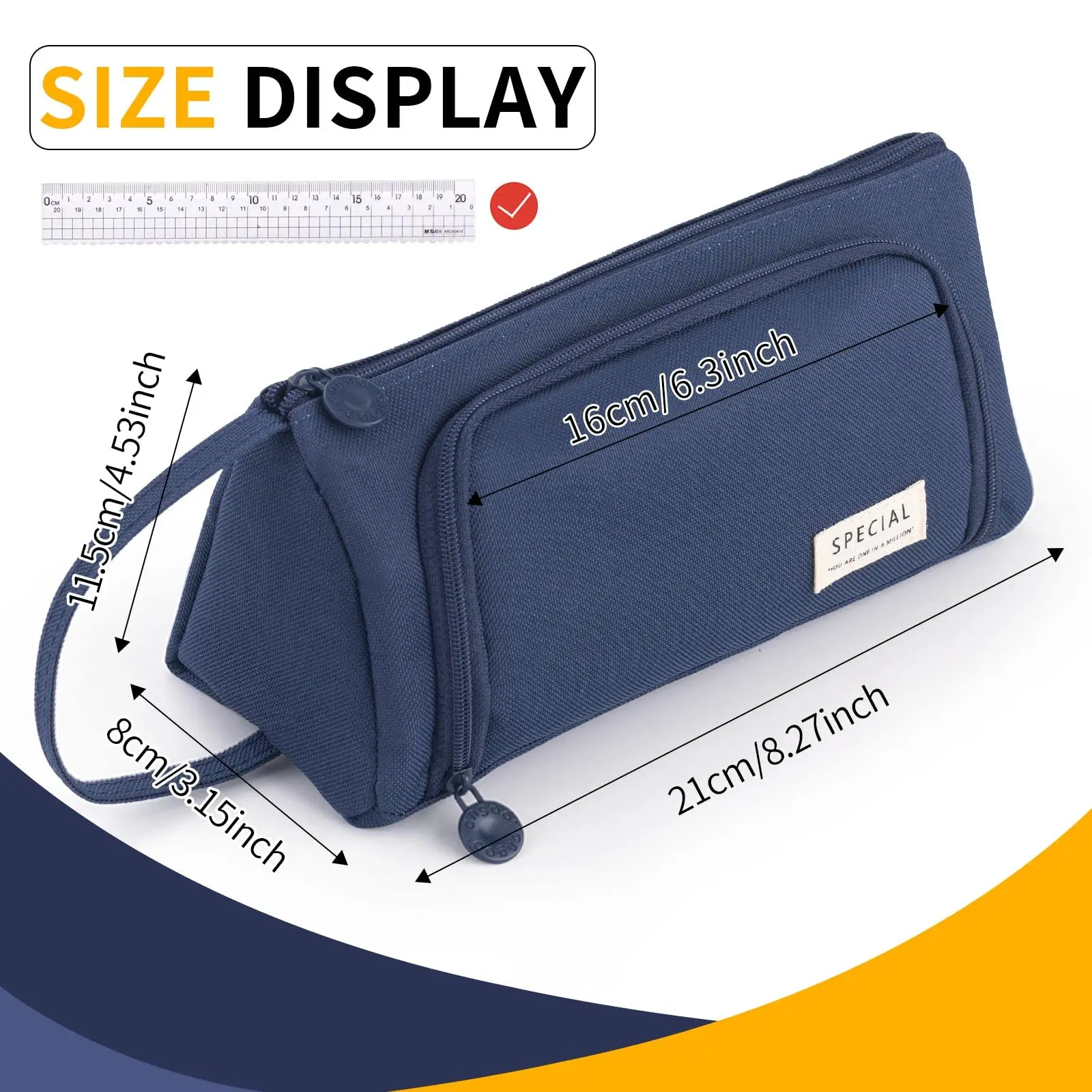 Portable Triangular Oxford Cloth Pencil Case, Office Stationery Storage Bag, Study Stationery Suitable for Boys and Girls