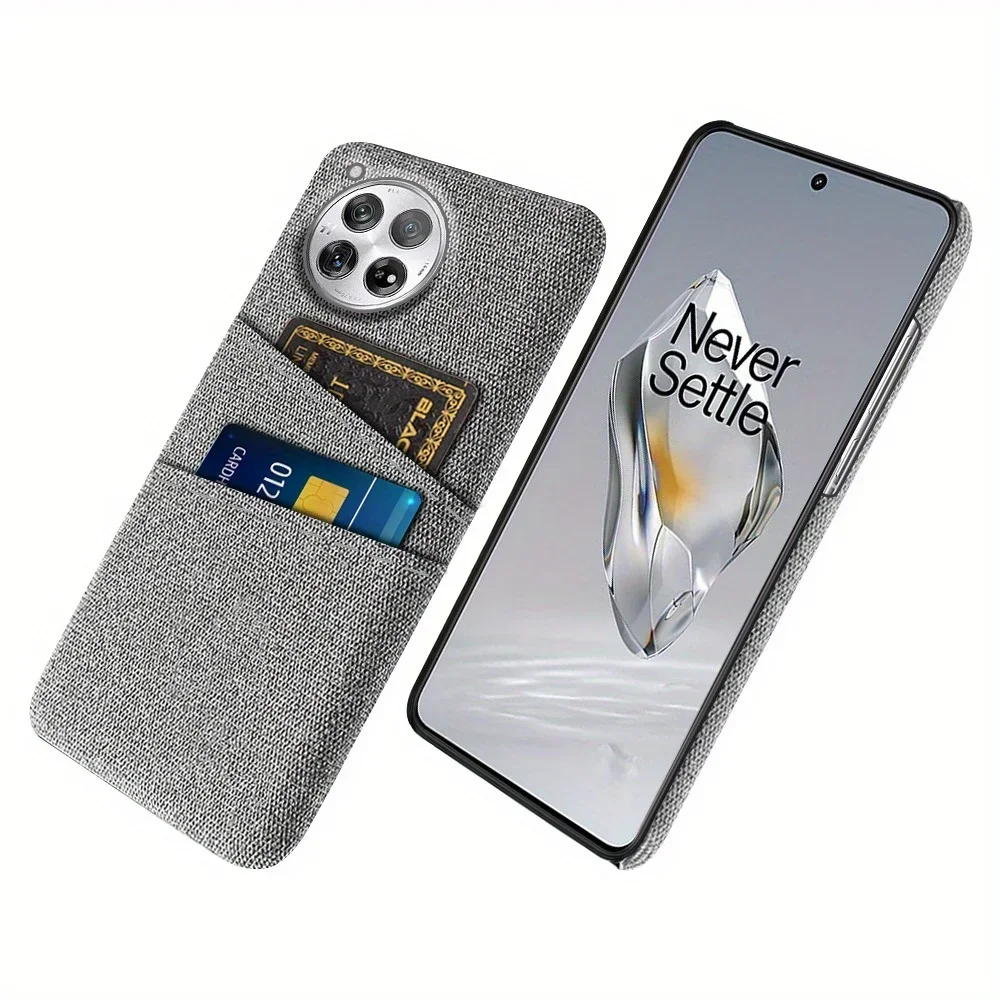 

1+12r Fabric Dual Card Case For OnePlus 12R 12 Case Fabrics Texture Back Phone Cover For OnePlus 12R/12 Funda Coque