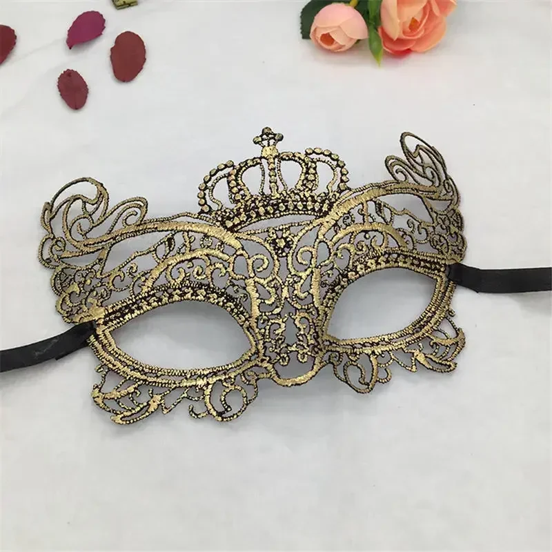 Gold Wolf Women's Sexy Half Face Lace Party Mask Halloween Christmas New Year Masquerade Party Supplies Ladies Eye Mask