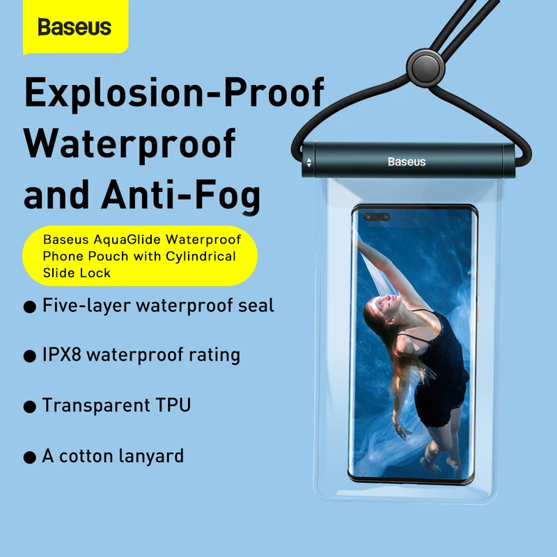 Baseus AquaGlide Waterproof Phone Pouch with Cylindrical Slide Lock Cluster