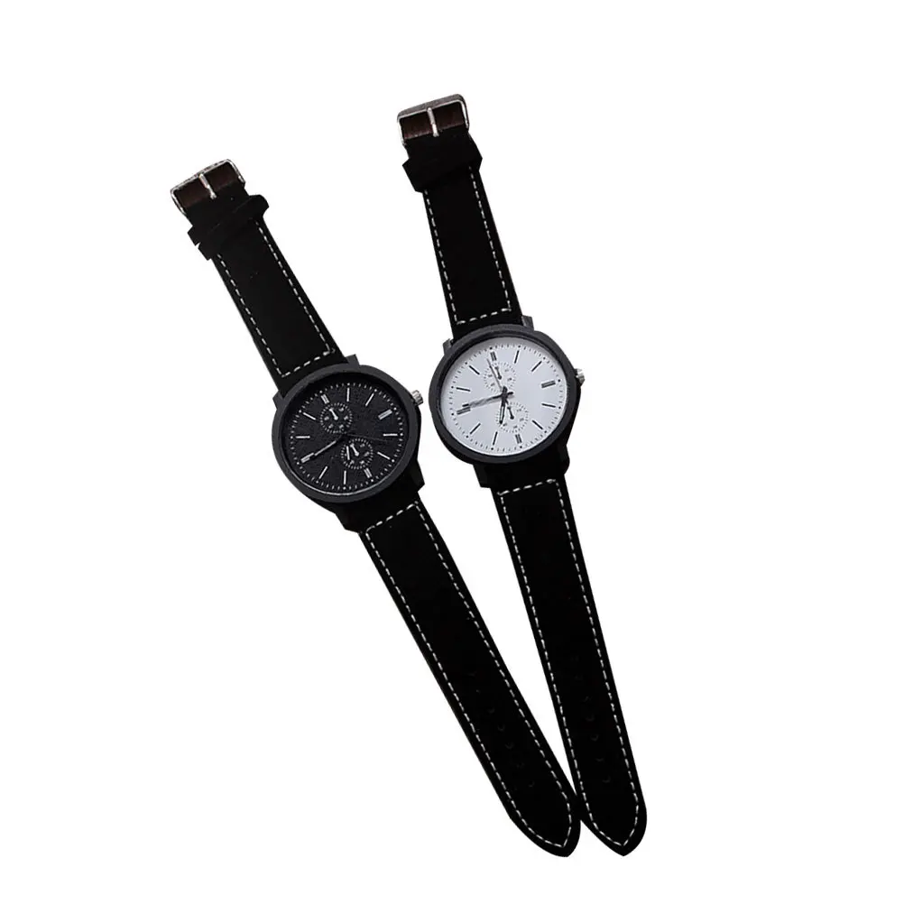 

2Pcs Large Dial Couple Watches Premium Fashion Quartz Wristwatch Adjustable Band for Valentine's Day Gift Black White