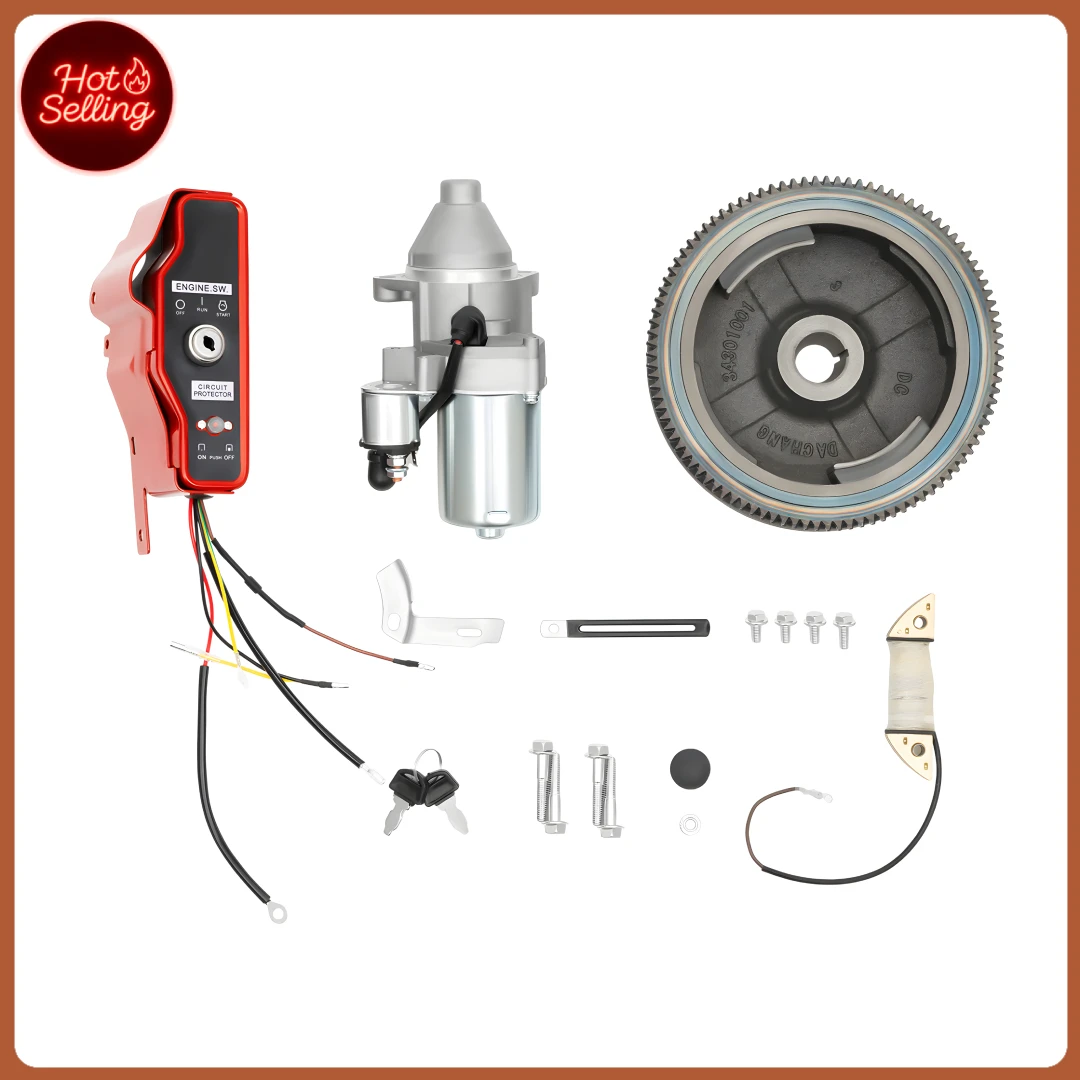Image of GX390 Schwungrad-Starter-Motor-Kit für Honda-Generator-Motor 11PS 13PS 2011 & früher, Gusseisen, Aluminium, hochfest, rostfrei, Schlüsselschalterbox
