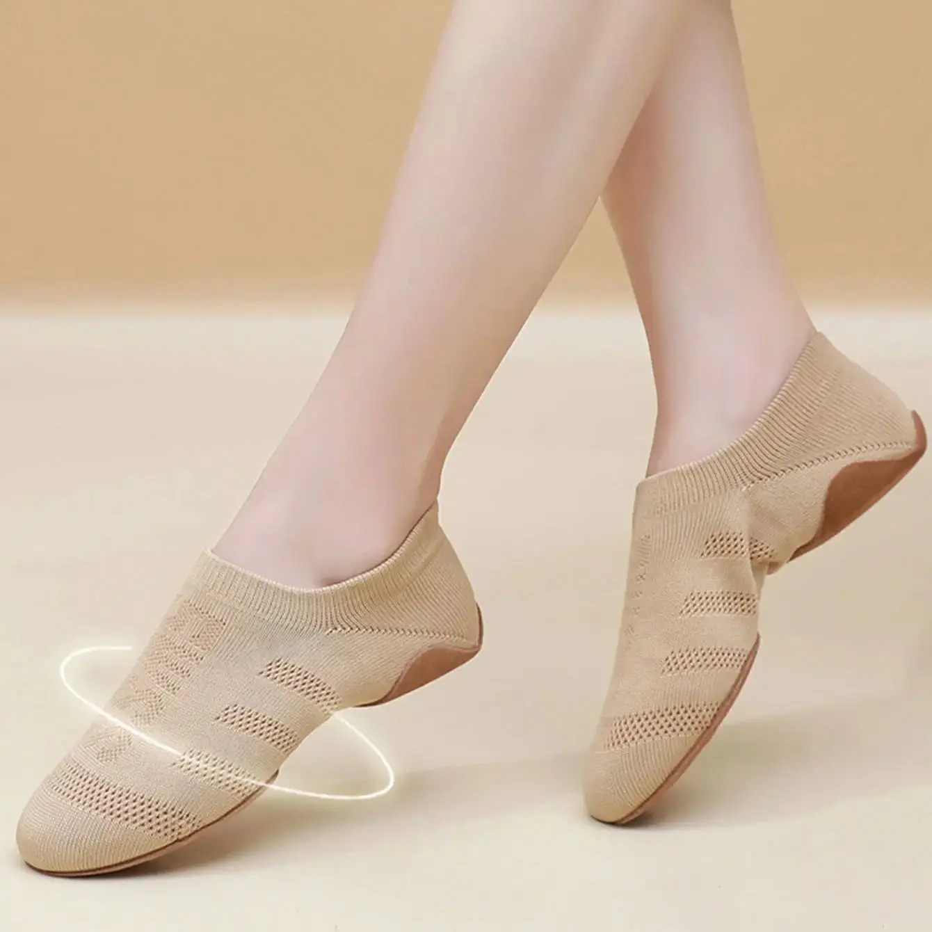 Women Jazz Latin Dance Shoes Ladies Ballroom Yoga Ballet  Shoes Breathable Flying Mesh Flat Practice Modern Girls Dance Sneakers