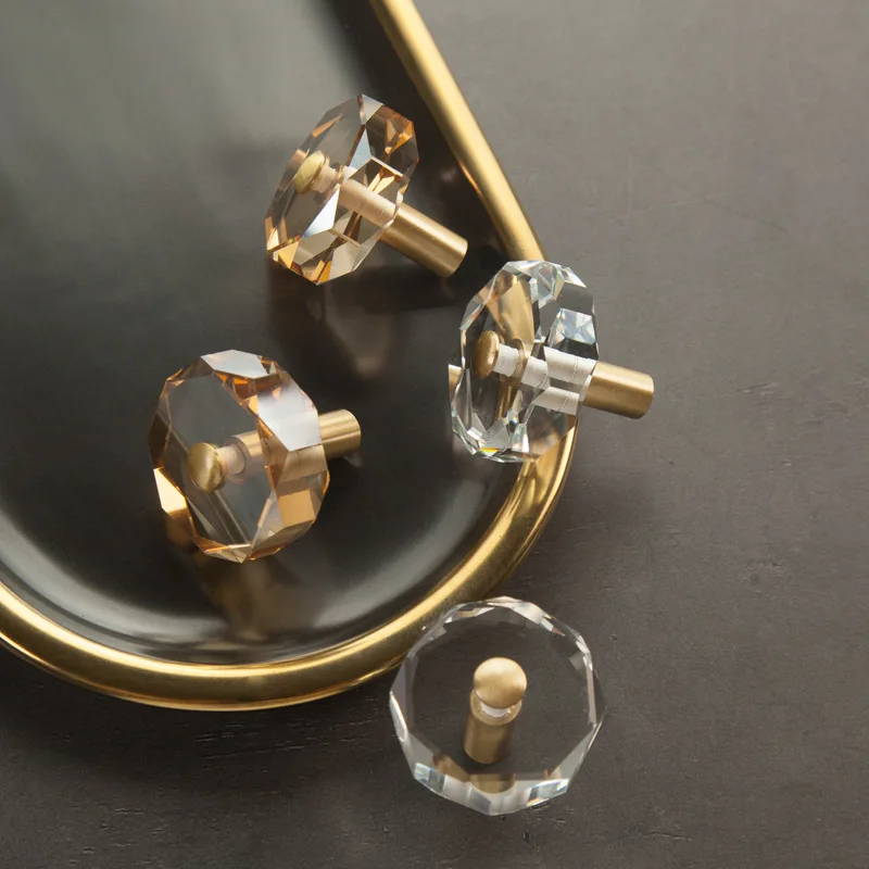 Luxury 4PCS Brass+Crystal Diamond Furniture Pulls Handles Drawer Knobs Cupboard Wardrobe Dresser Closet TV Cabinet Pulls Knobs