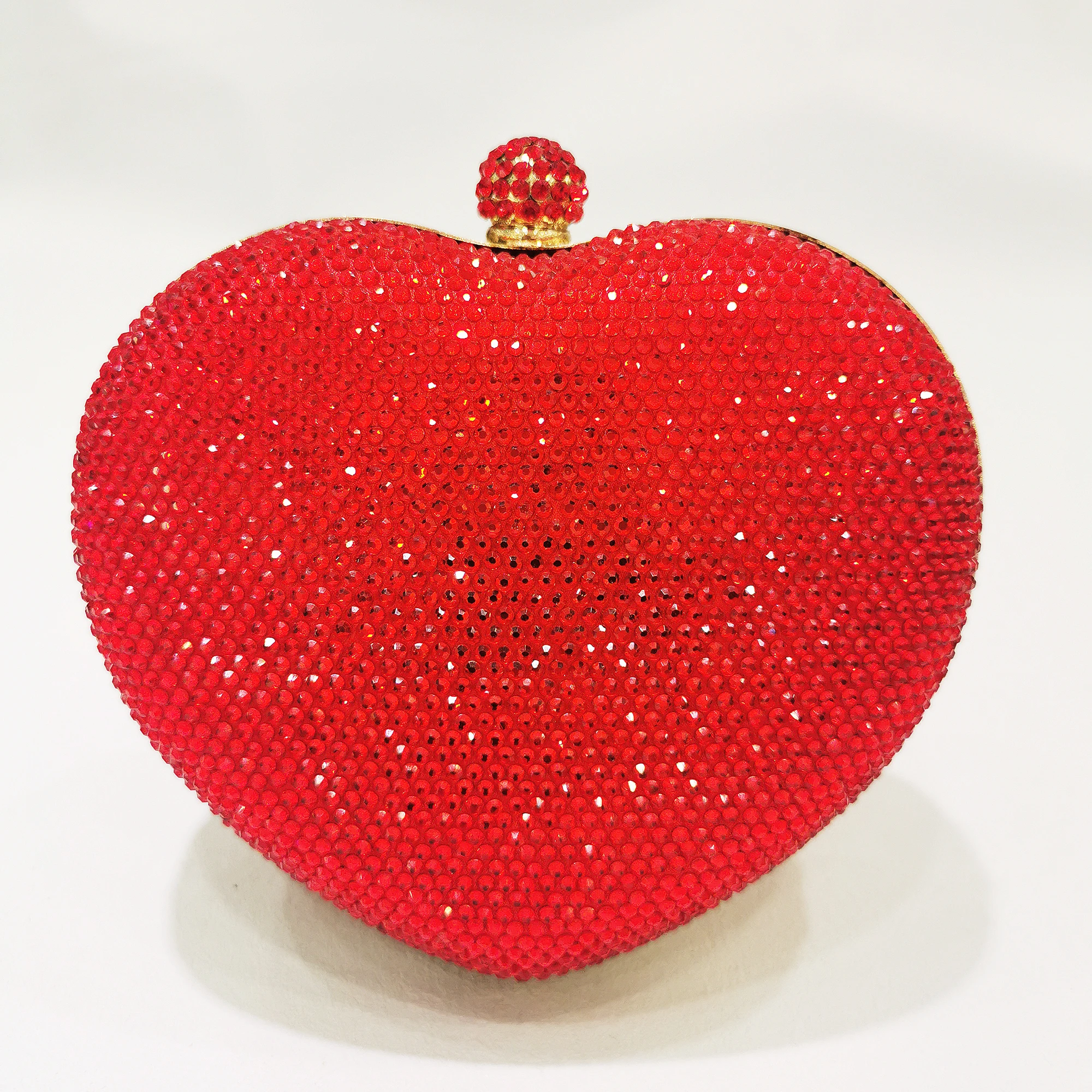 

Red/Silver Heart Shape Purse Women Mini Crystal Wedding Clutch Lady Diamond Bridal Purses Luxury Female Party Dinner Clutches