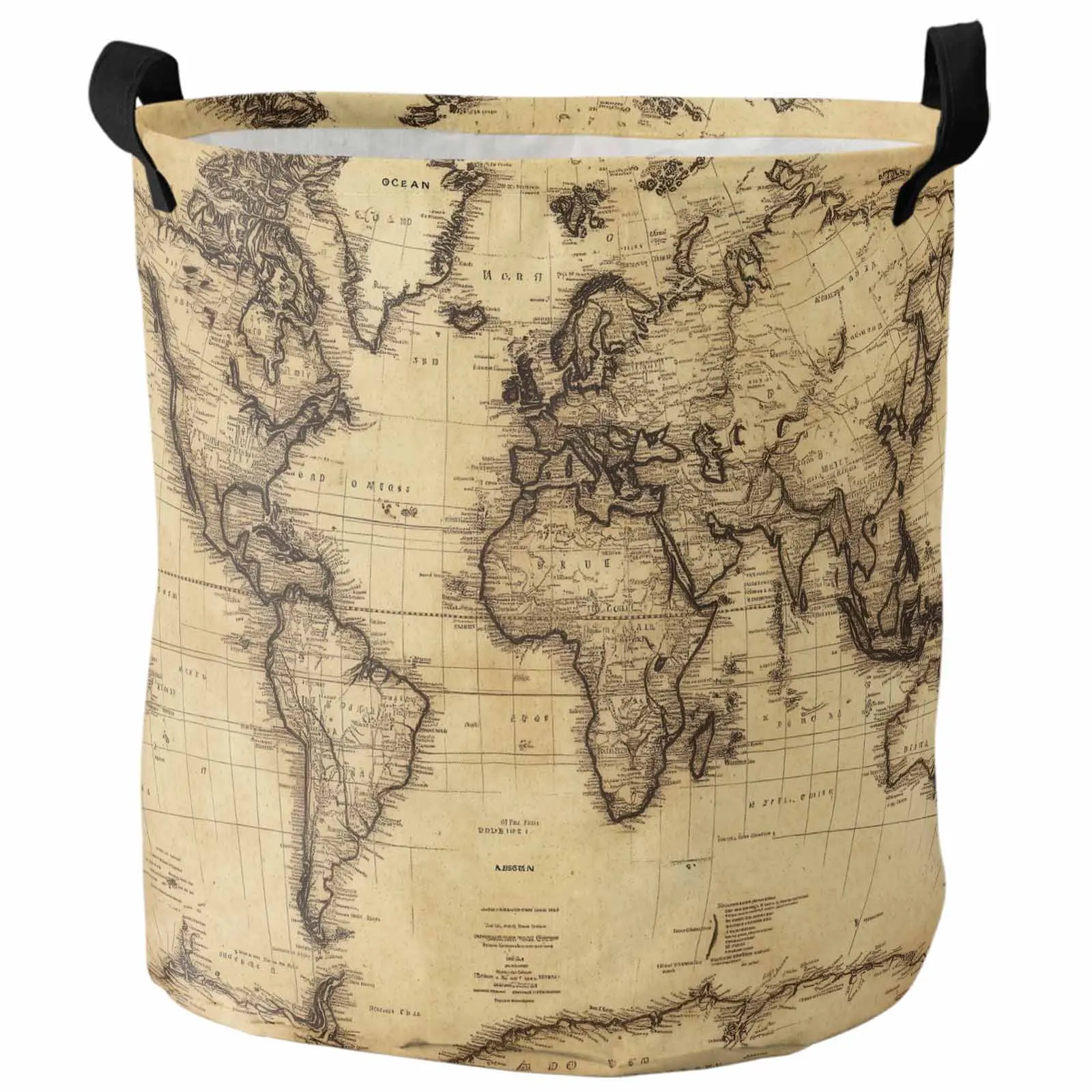 

Retro World Map Plate Foldable Dirty Laundry Basket Kid's Toy Organizer Waterproof Storage Baskets