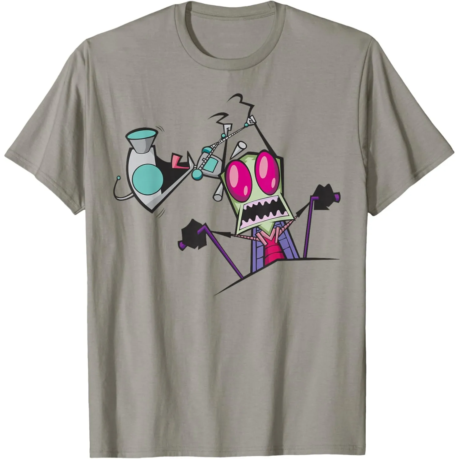 

Invader Zim Gir and Zim Crazy Driving Graphic T-Shirt Soft Breathable Cotton Tee for Men