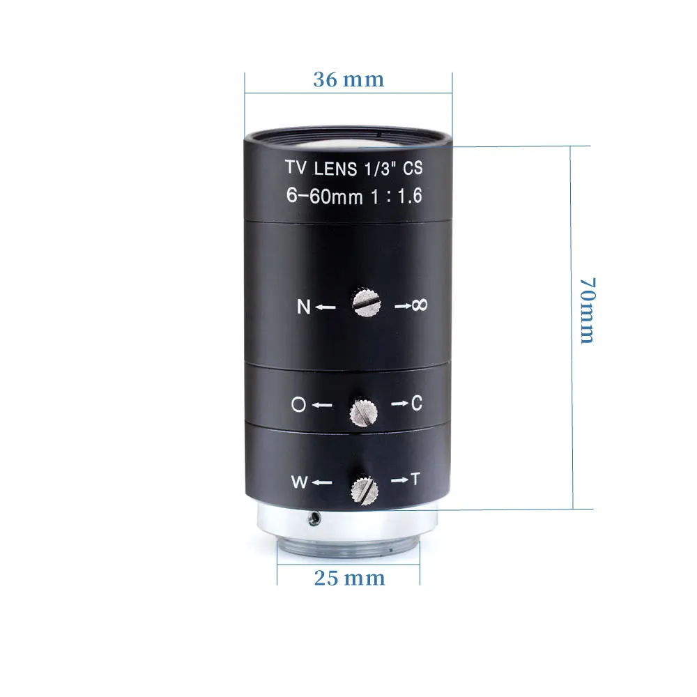 WGWK 6-60mm Obiektyw CCTV 1/3" F1.6 CS Mount Varifocal Manual Iris Zoom Focus Len 650nm Obiektyw z filtrem podczerwieni do kamery IP Box CCD USB