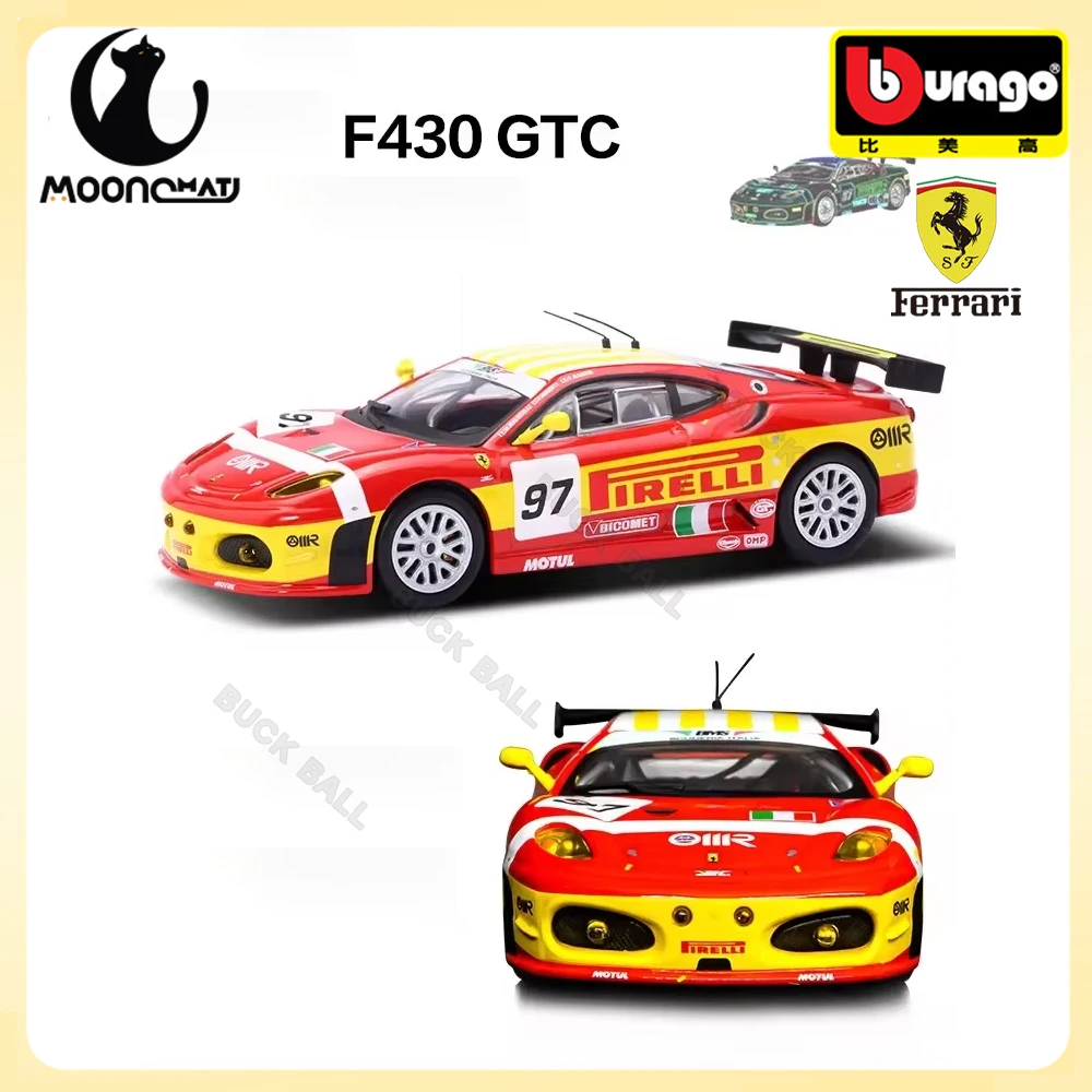 1/43 Bburago Ferrari F430 GTC 2008 WRC Ferrari Car Model  Le Mans Rally Champion Alloy Die-cast Model Sport Car Toy Racing Gift