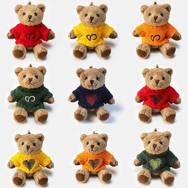 Kawaii 13CM Cartoon Bear Plush Doll Keychain Pendant Cute Stuffed Bear Keyring Doll Bag Pendant Accessories For Boys Girls Gift