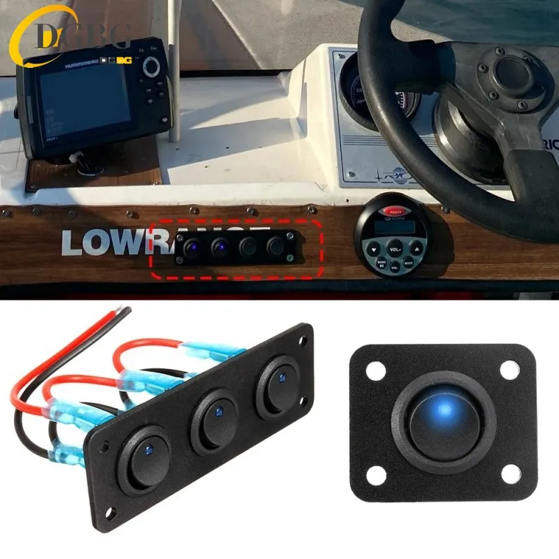 12V 1-4 Gang Universal Toggle Switch Panel USB Car Boat Marine RV Truck Blue LED Styling Accessories Marine Rocker Switch