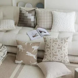 Nordic Oatmeal Light Luxury Cushion Cover Geometric Jacquard Pillow Covers Decorative Modern High-end Pillows Decor Home