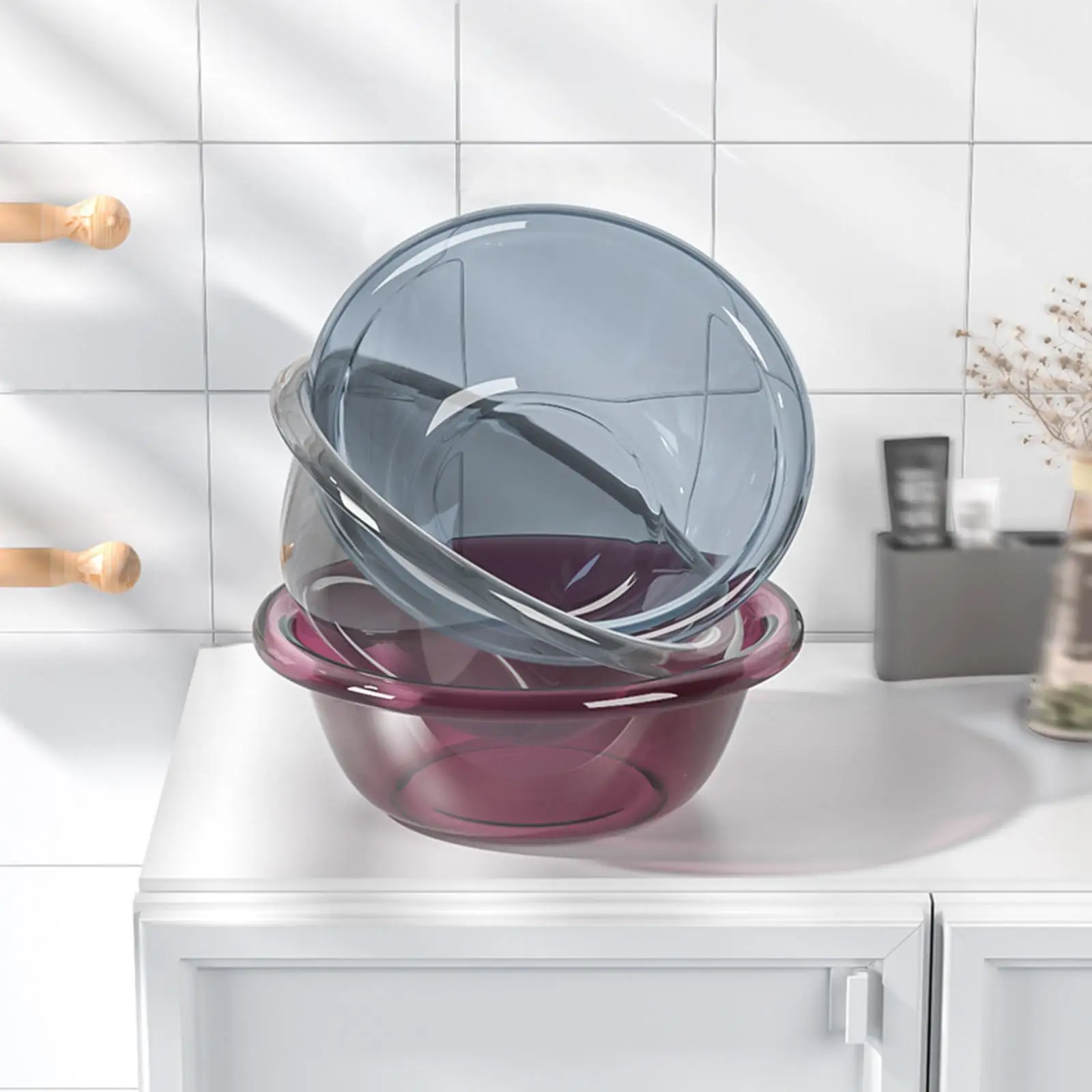 Portable Round Wash Basin Transparent Dish Pan for Washing Dishes Face Cleansing Camping BBQ Fishing Hiking