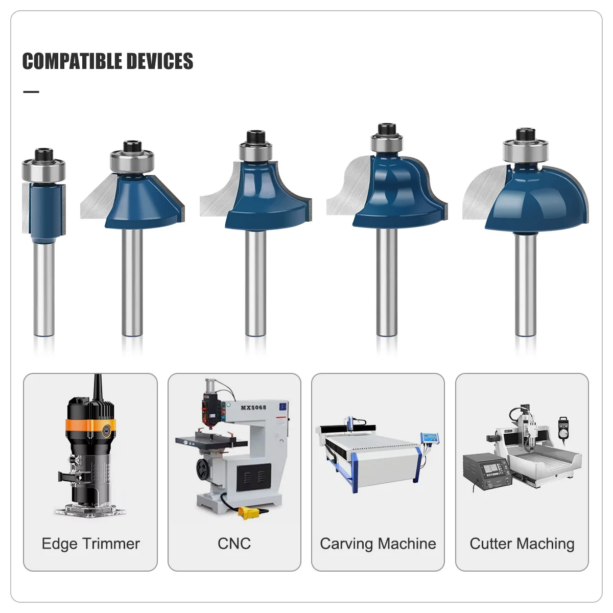 6mm Schaft Router Bits Set Trimmen Gerade Runde Ecke Cove Box Fase Bits Fräser Hartmetall Holzbearbeitung Werkzeuge