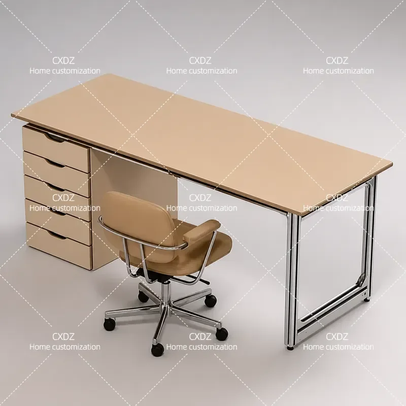 Ocean Plate Aluminum Profile Modern Solid Wood Computer Desk Light Luxury Office Desk Simple High End Studio Workstation