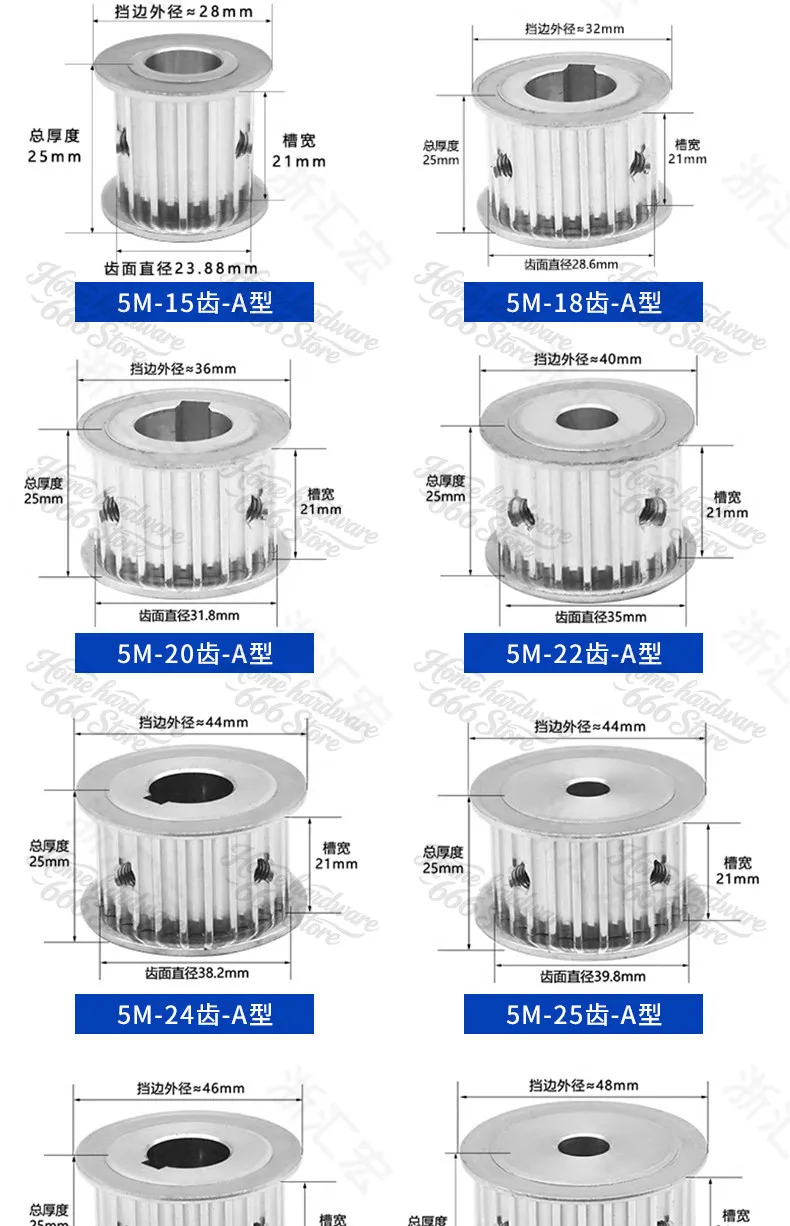 5M 20-tooth Belt  Synchronous Belt Wheel Aluminum Synchronous Belt Set Bandwidth 20-B Aluminum Wheel with Steps