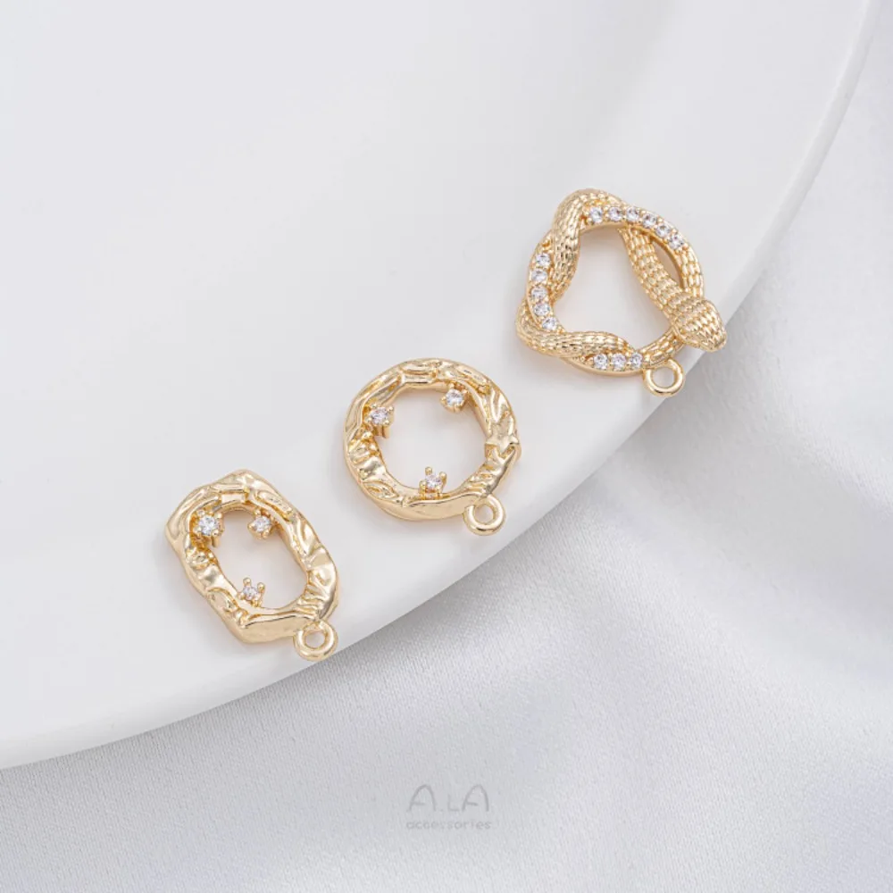 1 قطعة دلايات النحاس 14K الذهب اللون الزركونيوم مجموعة مستطيل إطار دائري قلادة بيثون حلقة قلادة أقراط قلادة مجوهرات ذاتية الصنع #2