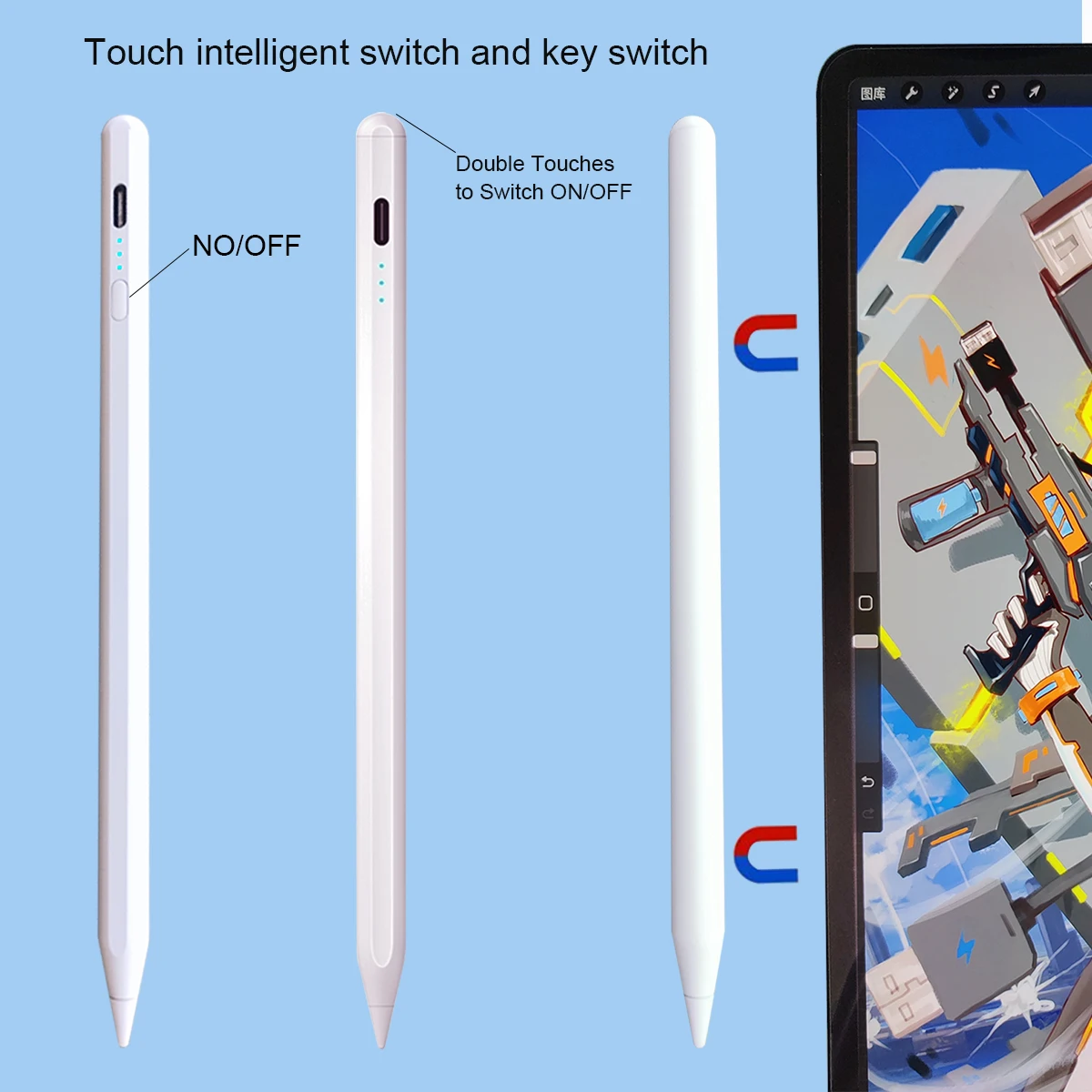 For Appl Pencil Origin Stylus Pen For iPad Pens Apple Pencil 2 1 Battery Display Reminder Tilt Palm Rejection USB Type-C Chargin