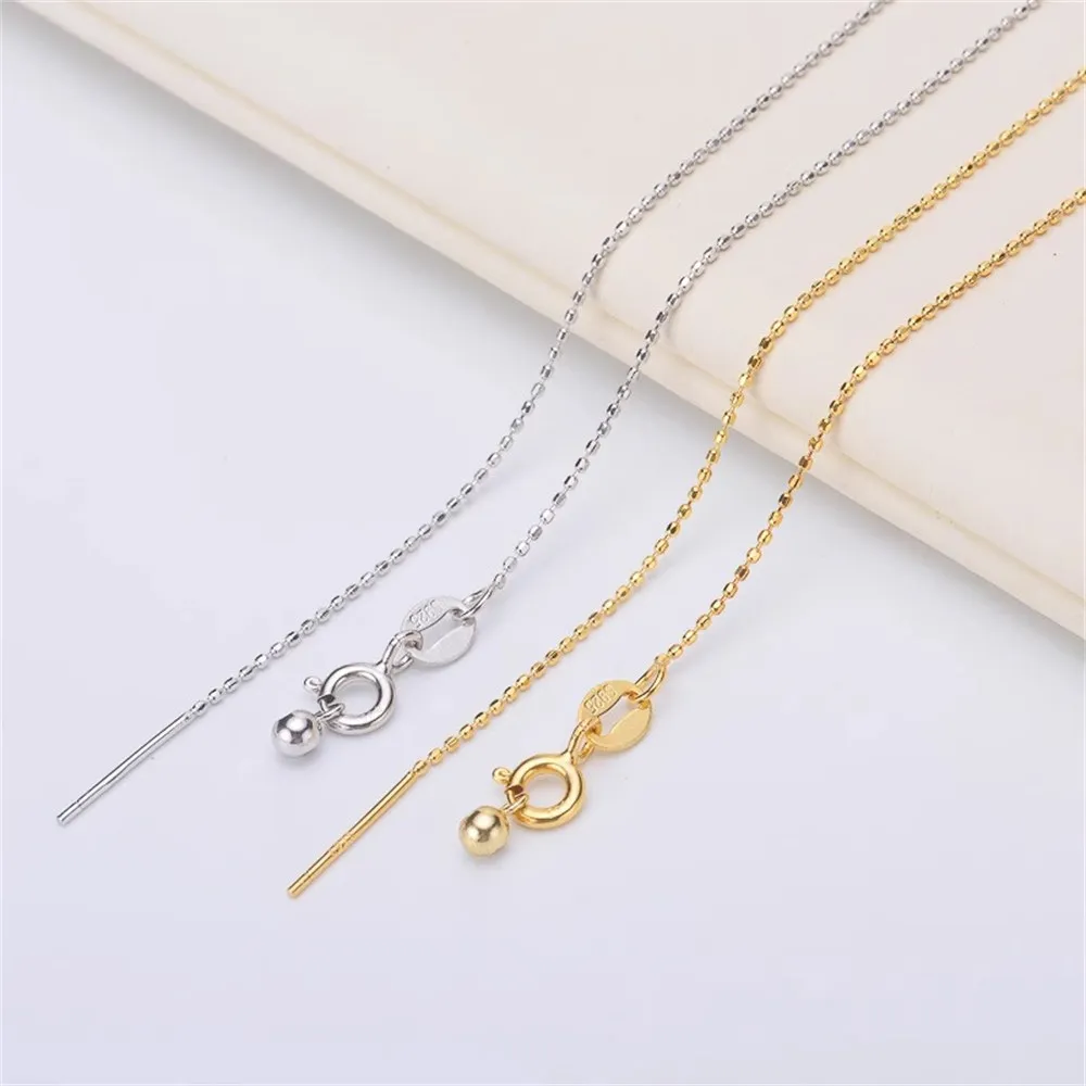 

DIY Pearl Accessories Fashion Chain with Needle S925 Sterling Silver Necklace Adjustment Necklace 45cm Roadway Style Chain S010