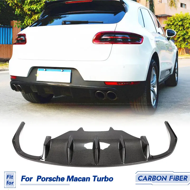 Car Rear Bumper Diffuser Lip Spoiler Carbon Fiber for Porsche Macan Turbo GTS Base 2014-2020 Racing Rear Diffuser Lip Body Kit