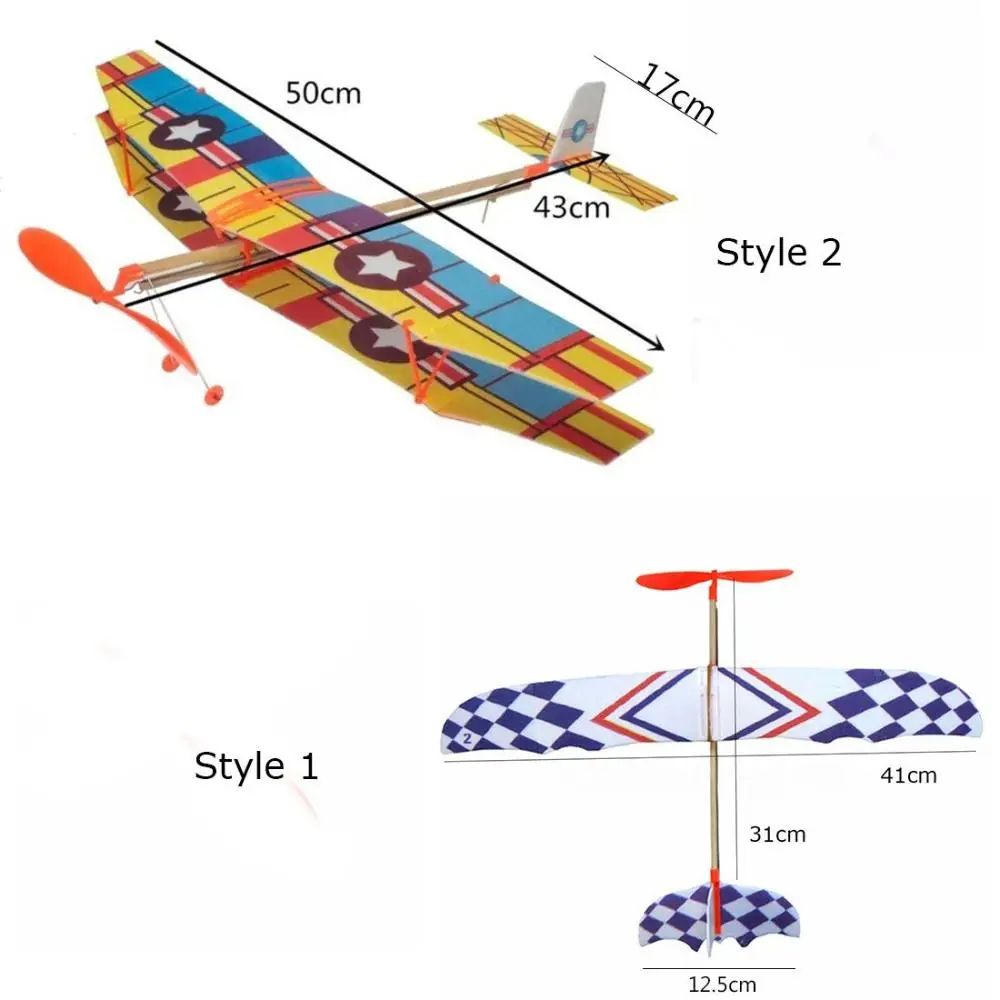 Novidade Plástico Planador Powered Plane, DIY Assembleia Modelo, Rubber Band Avião