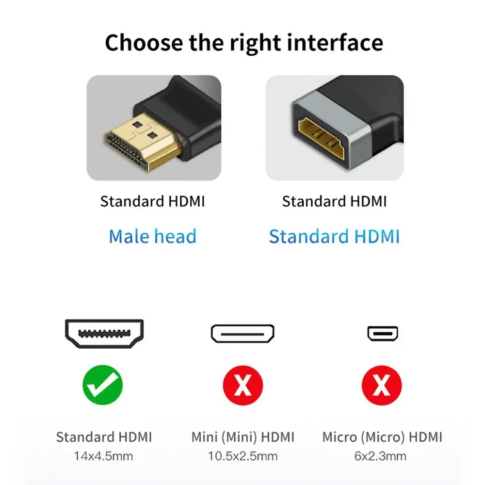 Adaptador de extensão de cabo hd universal macho para fêmea, extensor compatível com hdmi, conversor 4k 60hz